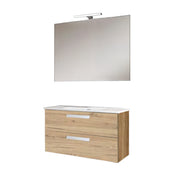 Mobile bagno sospeso con base, lavabo e specchiera con Led modello Clara 85 - Quercia Naturale by CeramicStore | Lo specialista del tuo bagno