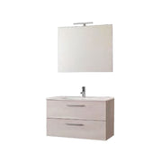 Mobile bagno sospeso con base, lavabo e specchiera con Led modello Clara 85 - Olmo Bianco by CeramicStore | Lo specialista del tuo bagno