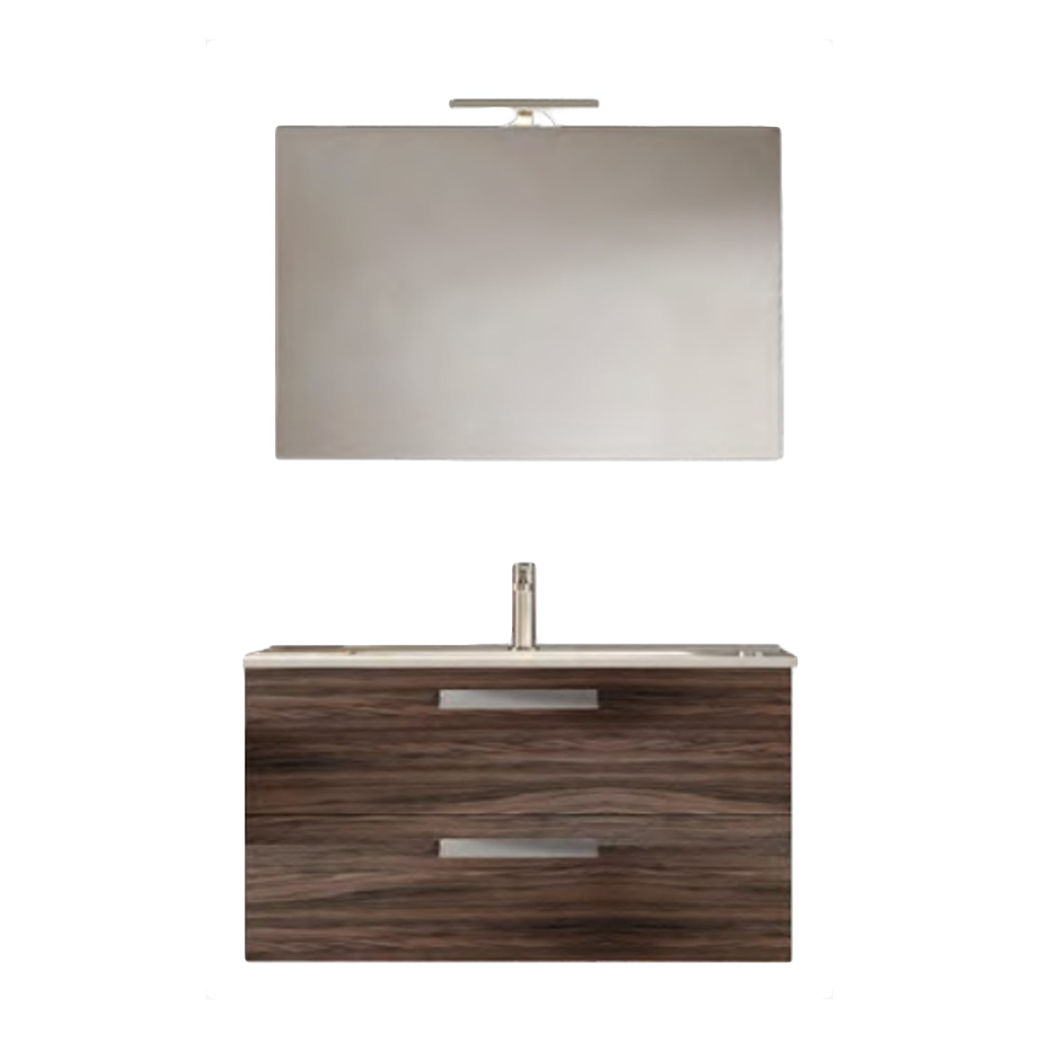 Mobile bagno sospeso con base, lavabo e specchiera con Led modello Clara 105 - Olmo Caffà¨ by CeramicStore | Lo specialista del tuo bagno