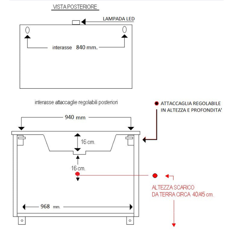 Mobile bagno sospeso con base, lavabo e specchiera con Led modello Elisa 105 - Quercia Naturale by CeramicStore | Lo specialista del tuo bagno
