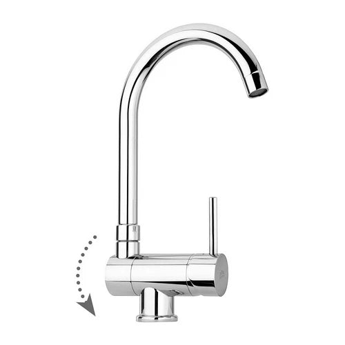 Miscelatore lavello monoforo con canna reclinabile stick cromo