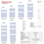 Termoarredo Lazzarini Sanremo curvo 1420x500 interasse 450 - Cromato by CeramicStore | Lo specialista del tuo bagno
