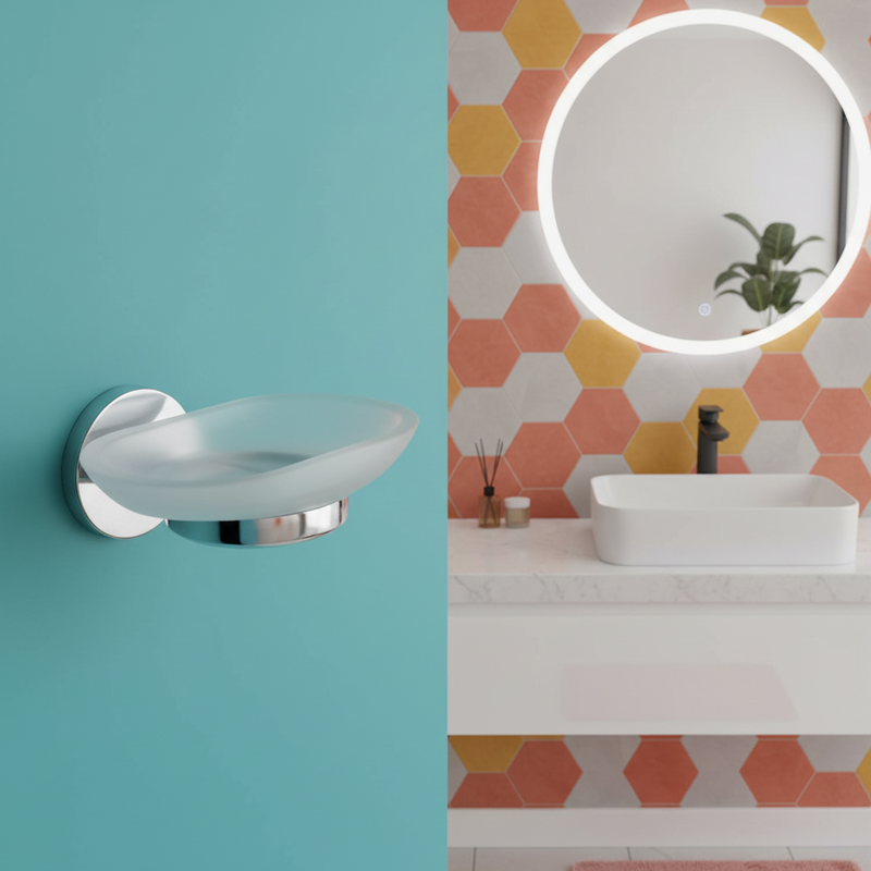 Porta sapone in ottone cromato e vetro satinato collezione OTTO/ONE di Metaform