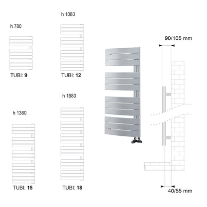 Termoarredo scaldasalviette Lazzarini Pieve 1080x550 interasse 50 cromato by CeramicStore | Lo specialista del tuo bagno