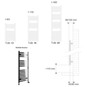 Termoarredo scaldasalviette Lazzarini Merano 1600x500 interasse 450 cromato by CeramicStore | Lo specialista del tuo bagno