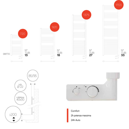 Termoarredo elettrico Lazzarini Cortina-Analogic bianco 1703x550 cm 1000 watt by CeramicStore | Lo specialista del tuo bagno