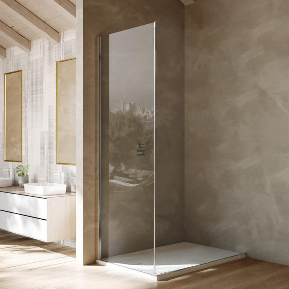 Parete doccia fissa in cristallo temperato mm 8 dimensione cm 90x200h modello Lauren per abbinamento con porta scorrevole by CeramicStore | Lo specialista del tuo bagno