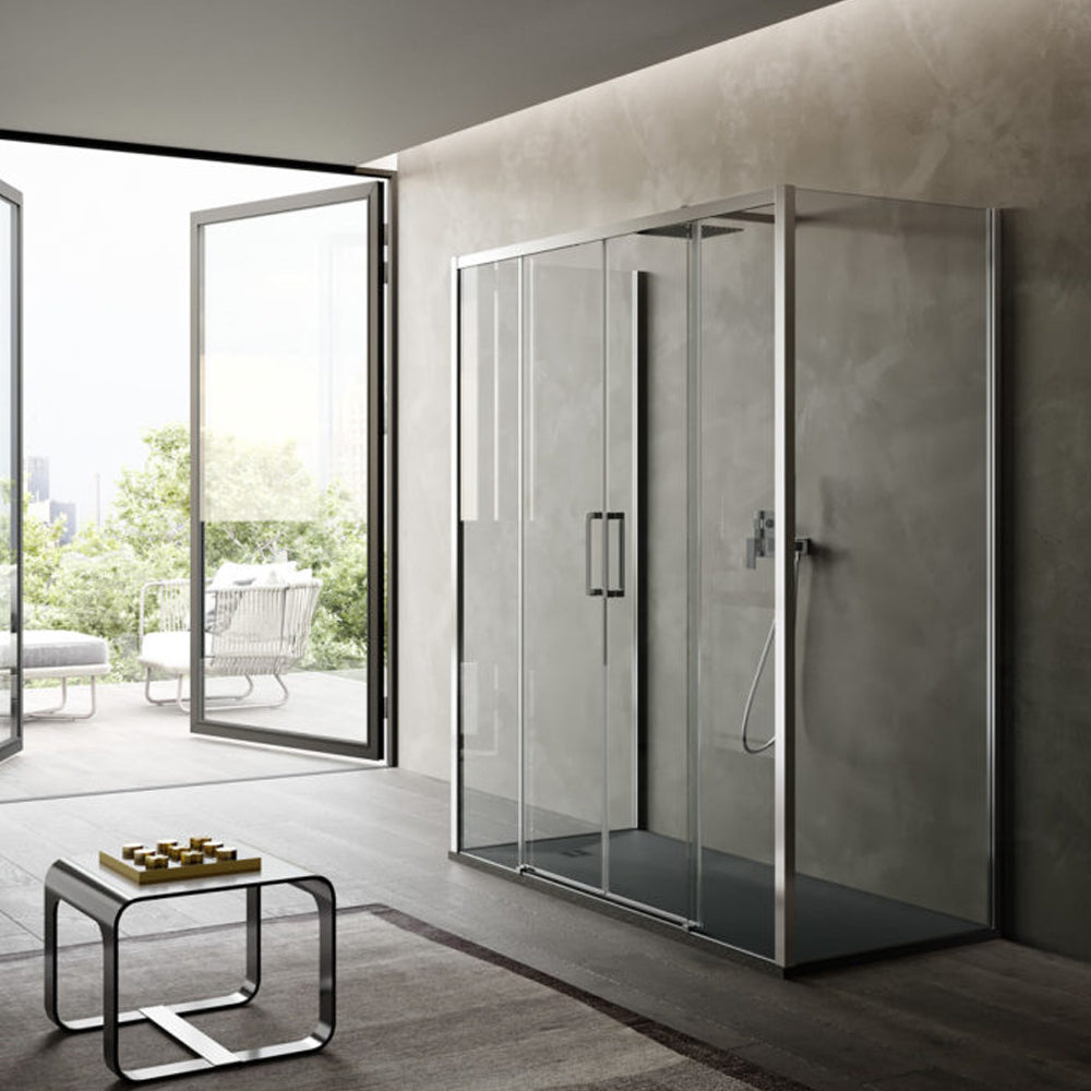 Porta doccia due scorrevoli apertura centrale cm 150 modello Lauren in cristallo temperato mm 8 by CeramicStore | Lo specialista del tuo bagno