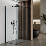 Box doccia rettangolare con apertura scorrevole verso destra cm 120x70 modello Lauren Carbon in cristallo temperato mm 8 e profili di colore nero by CeramicStore | Lo specialista del tuo bagno