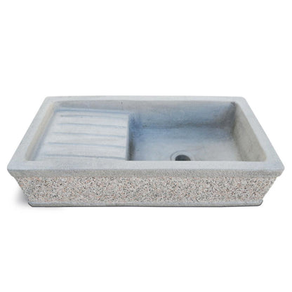 Lavello da esterno in calcestruzzo bocciardato cm 80x40x20h cm modello Vite Grigio by CeramicStore | Lo specialista del tuo bagno