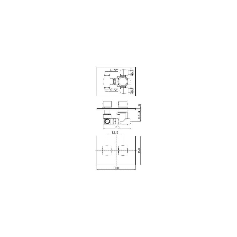 Miscelatore doccia termostatico con piastra rettangolare in acciaio inox con 2 uscire serie Level mod. LEQ518CR/M - cromo Paffoni by CeramicStore | Lo specialista del tuo bagno