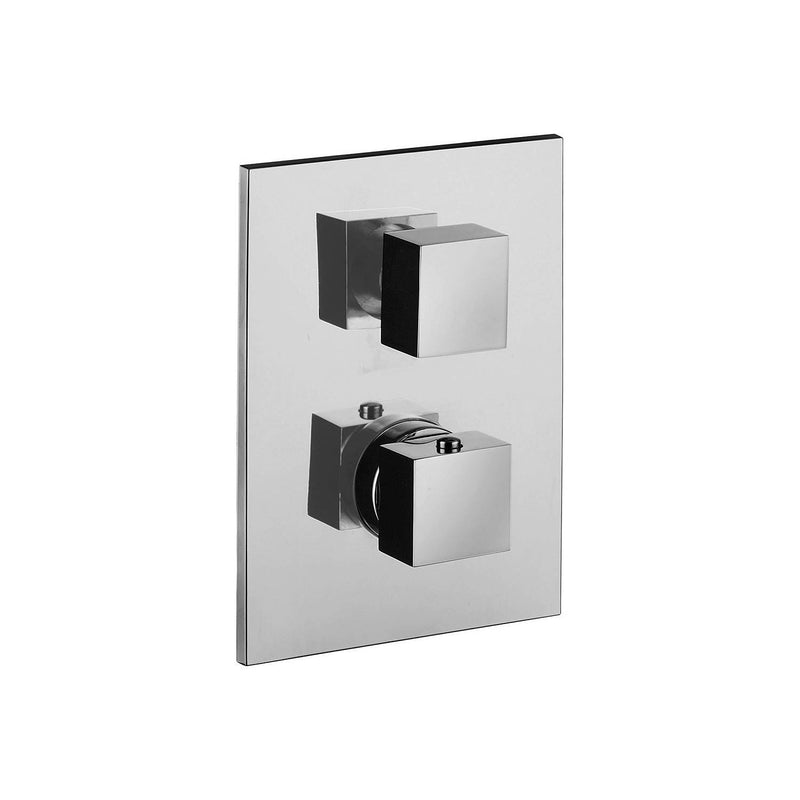 Set doccia con soffione e braccio e kit doccia quadrato duplex con miscelatore termostatico con poastra rettangolare Cromo Paffoni by CeramicStore | Lo specialista del tuo bagno