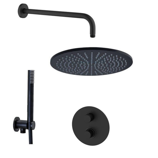 Set Soffione doccia tondo e braccio doccia lusso con miscelatore termostatico e set duplex doccia nero opaco Paffoni by CeramicStore | Lo specialista del tuo bagno