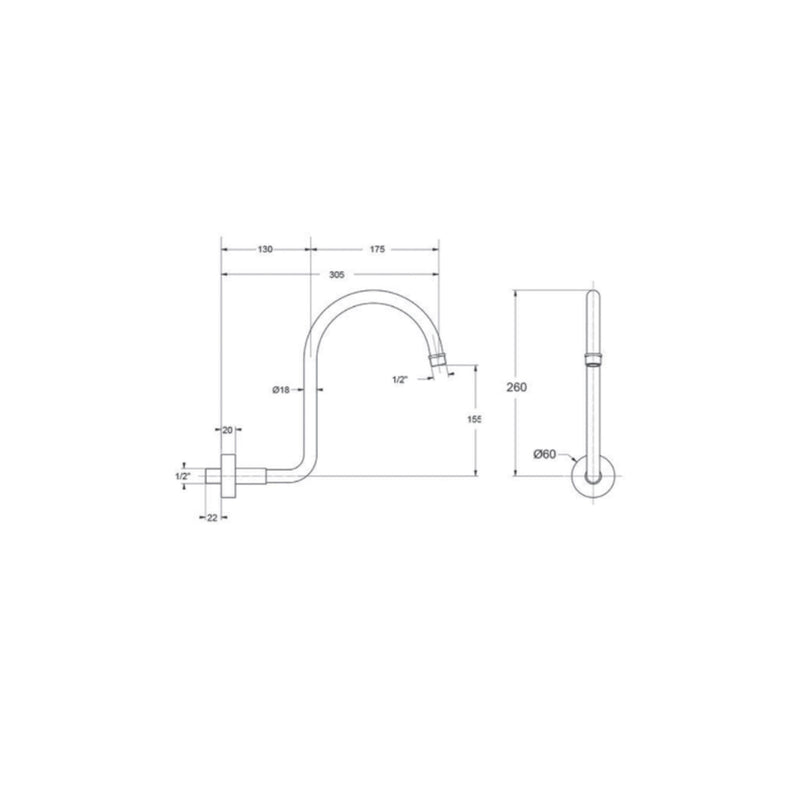 Braccio doccia modello retrà² in ottone cromato Keller Taps by CeramicStore | Lo specialista del tuo bagno