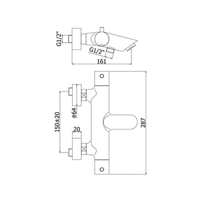 Miscelatore vasca Termostatico serie Light modello LIQ022NO Nero Opaco Paffoni by CeramicStore | Lo specialista del tuo bagno