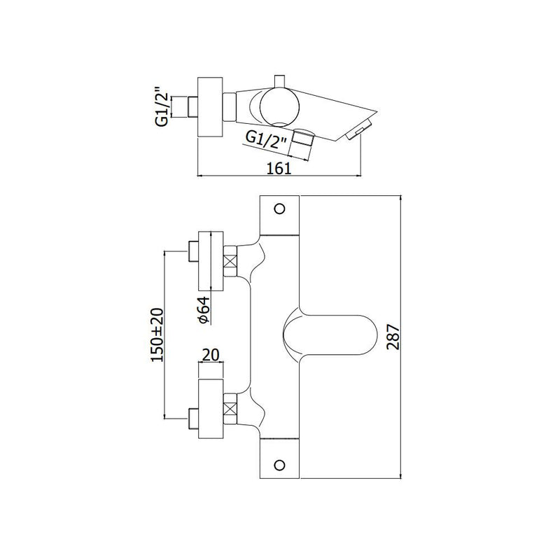 Miscelatore vasca Termostatico serie Light modello LIQ022NO Nero Opaco Paffoni by CeramicStore | Lo specialista del tuo bagno