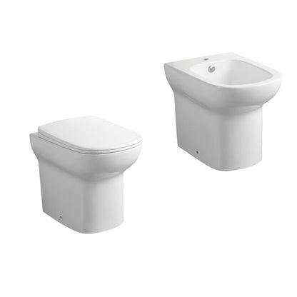 Sanitari filomuro modello Amber con sedile SoftClose 54.5x37 H. 44 cm - Bianco lucido