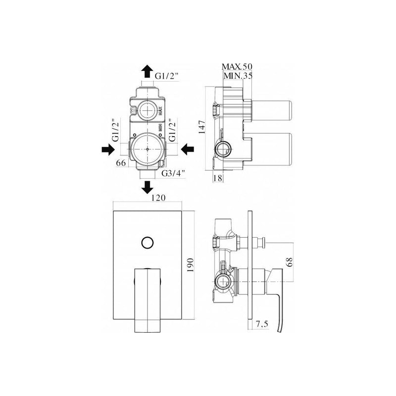 Miscelatore doccia incasso serie ELLE modello EL015CR/M cromato Paffoni by CeramicStore | Lo specialista del tuo bagno