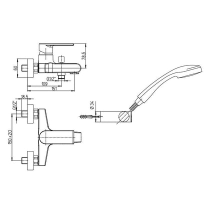 Miscelatore rubinetto vasca duplex finitura Nero opaco Tonino Lamborghini collezione Laguna by CeramicStore | Lo specialista del tuo bagno