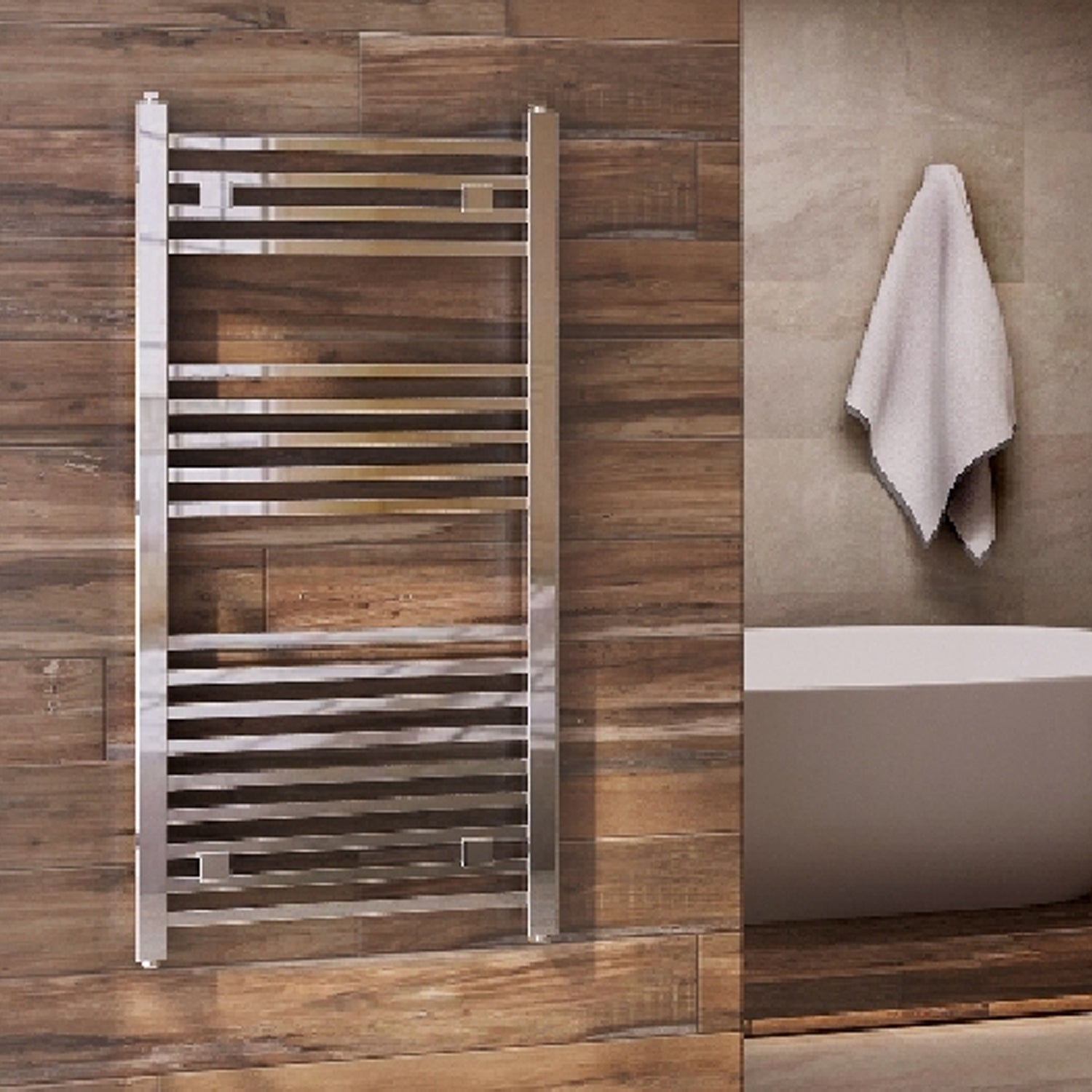 Termoarredo design cromo Aton tubi quadrati orizzontali altezza 1000 mm by CeramicStore | Lo specialista del tuo bagno