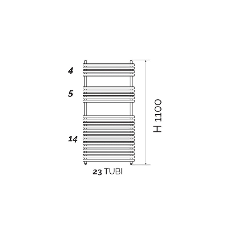 Termoarredo design acciaio cromo Aton tubi tondi orizzontali altezza 1100 mm by CeramicStore | Lo specialista del tuo bagno