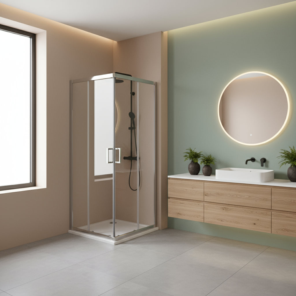 Box doccia Iconic cm 70x120 con apertura scorrevole angolare in vetro anticalcare Smart Clean trasparente 6 mm by CeramicStore | Lo specialista del tuo bagno