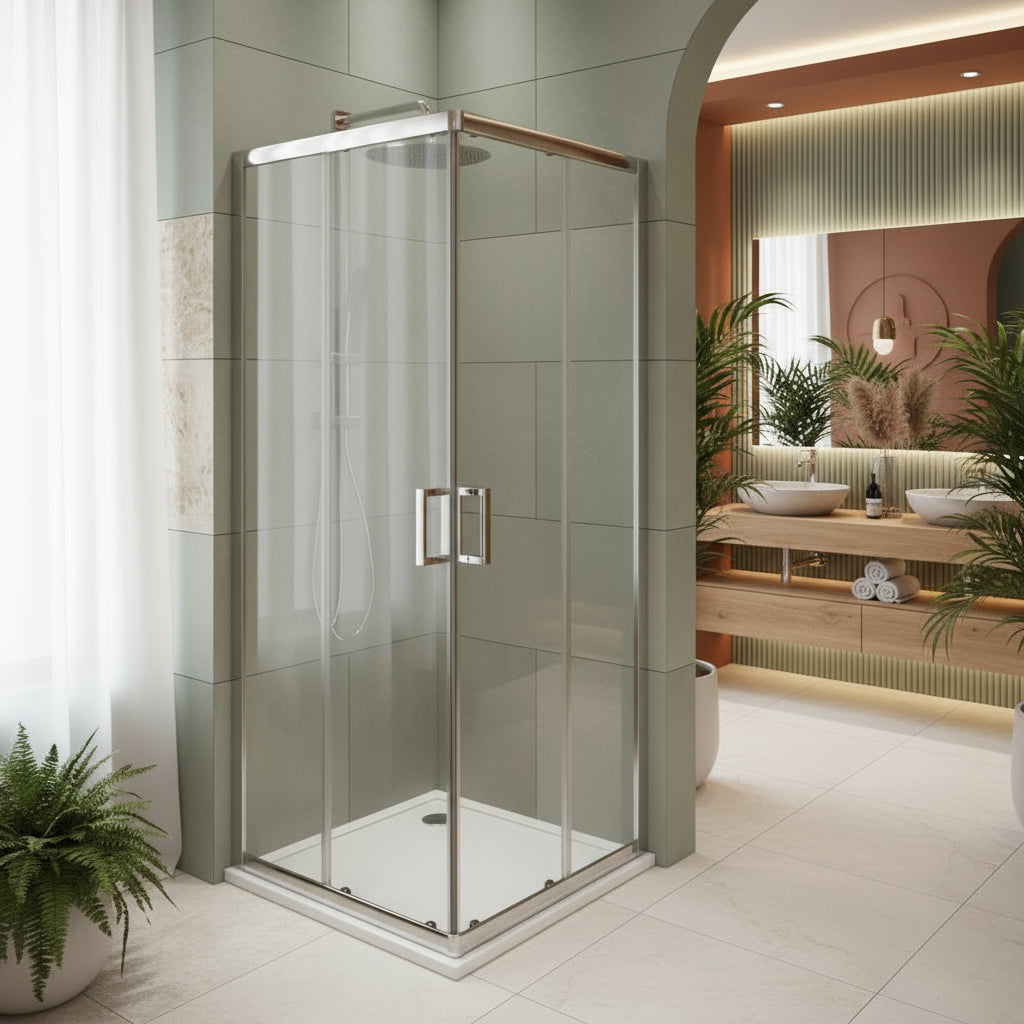 Box doccia Iconic cm 70x80 con apertura scorrevole angolare in Vetro anticalcare Smart Clean by CeramicStore | Lo specialista del tuo bagno