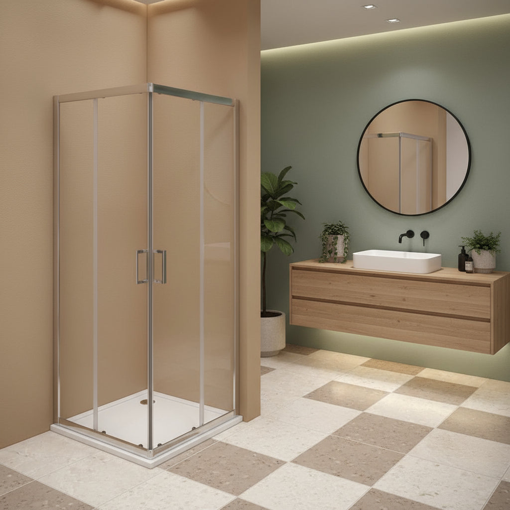Box doccia Iconic cm 80x80 con apertura scorrevole angolare in vetro anticalcare Smart Clean trasparente 6 mm by CeramicStore | Lo specialista del tuo bagno