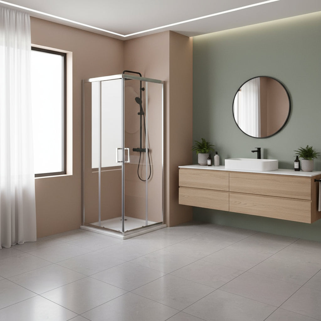 Box doccia Iconic cm 80x100 con apertura scorrevole angolare in Vetro anticalcare Smart Clean by CeramicStore | Lo specialista del tuo bagno