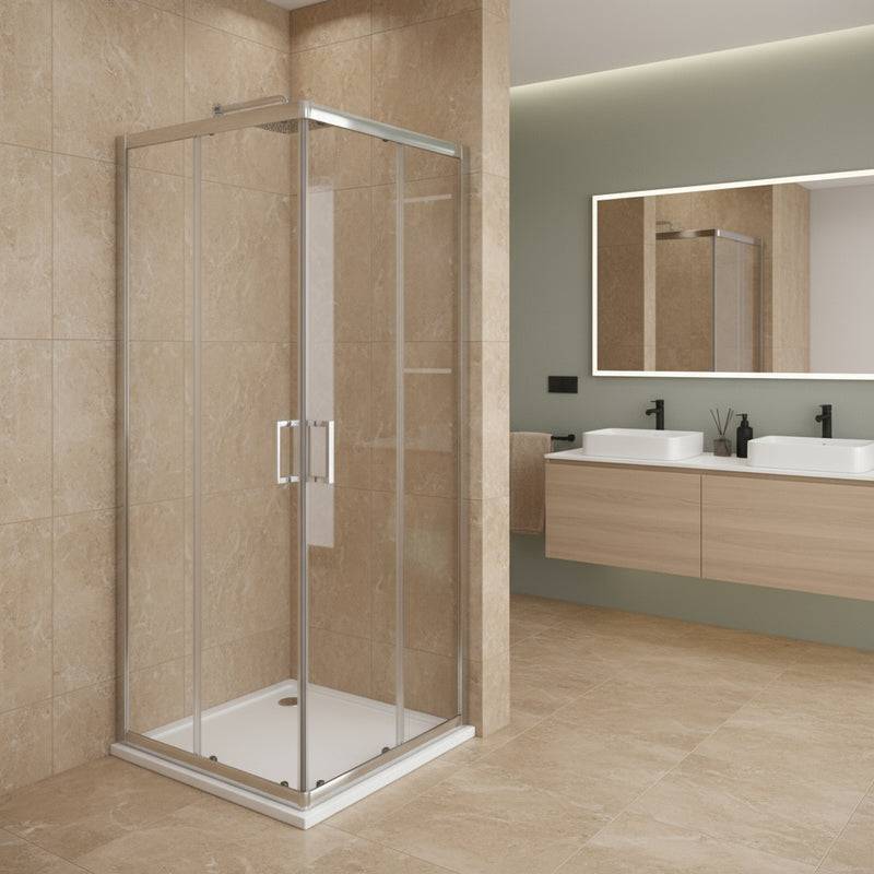 Box doccia Iconic cm 75x75 con apertura scorrevole angolare in Vetro anticalcare Smart Clean