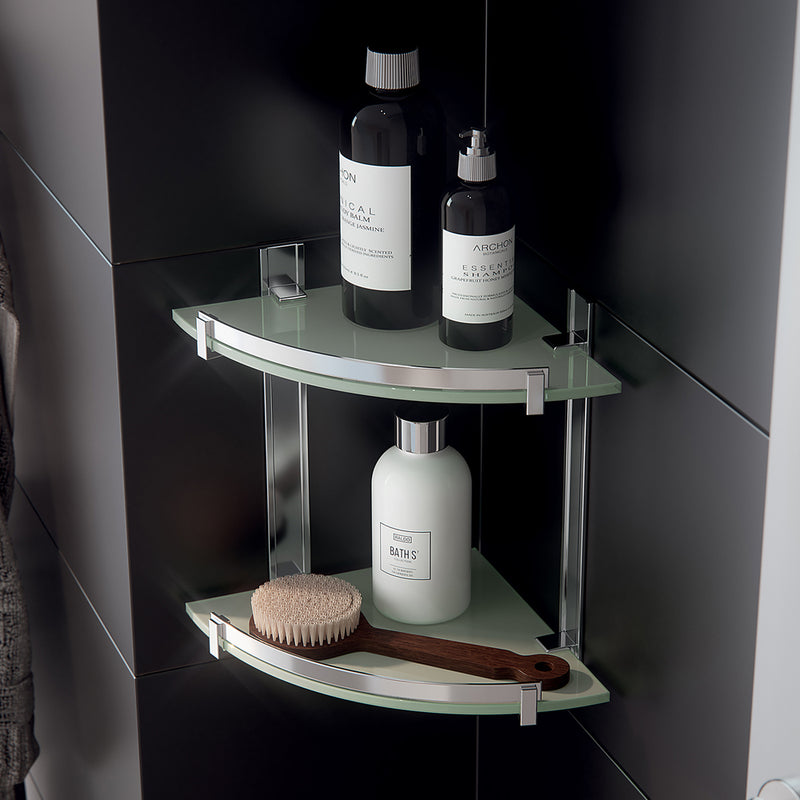 Portasapone e oggetti per doccia Gedy Cloud, alluminio e vetro temperato cm 26x26x30 by CeramicStore | Lo specialista del tuo bagno