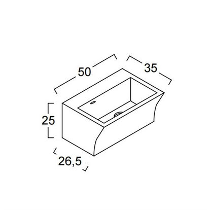 Lavabo in ceramica con foro rubinetteria per installazione sospesa 50x35 utile per bagni piccoli Xilon Block by CeramicStore | Lo specialista del tuo bagno