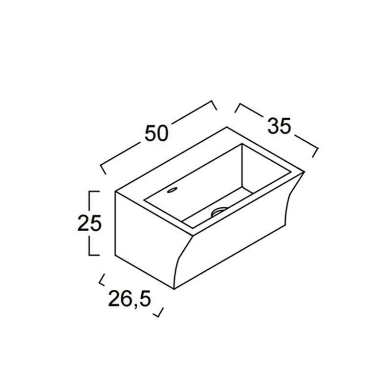 Lavabo in ceramica con foro rubinetteria per installazione sospesa 50x35 utile per bagni piccoli Xilon Block by CeramicStore | Lo specialista del tuo bagno