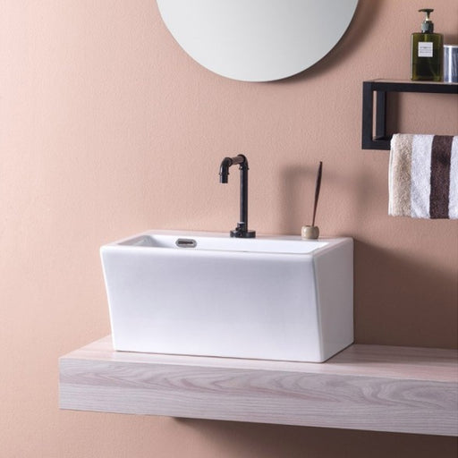 Lavabo in ceramica con foro rubinetteria per installazione sospesa 50x35 utile per bagni piccoli Xilon Block by CeramicStore | Lo specialista del tuo bagno