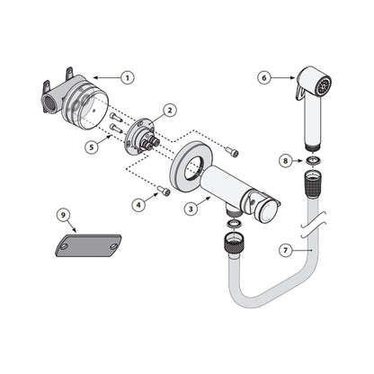 Kit miscelatore monocomando 1 via, placca murale, supporto doccia e doccino Paloma in Abs con flessibile Cromolux by CeramicStore | Lo specialista del tuo bagno