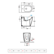 Sanitari filomuro rimless 53 cm Ceramica Globo Mode Wc scarico Multi