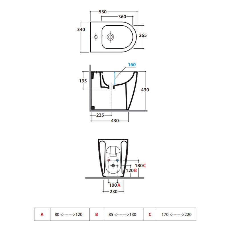 Sanitari filomuro rimless 53 cm Ceramica Globo Mode Wc scarico Multi