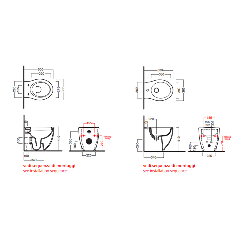 Bidet filomuro da 50 cm collezione Le Fiabe da Hatria