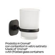 Portaspazzolini in acciaio inox e cromall Teide di Gedy - Nero Matt