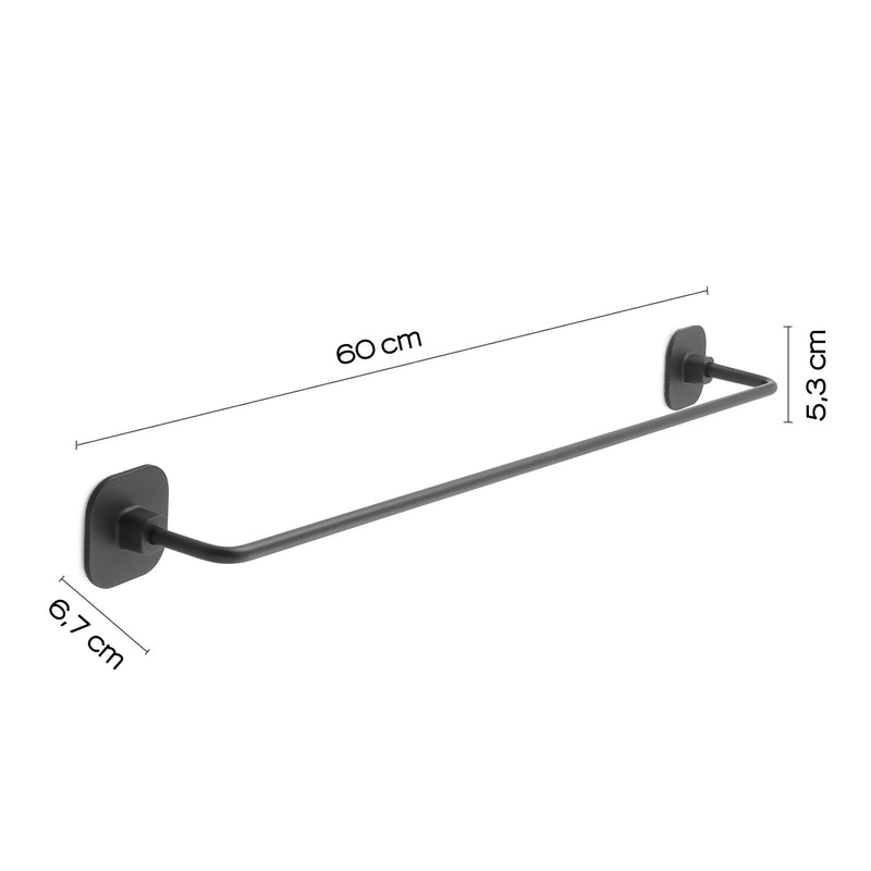 Porta asciugamani 60 cm in acciaio inox e cromall Teide di Gedy - Nero Matt by CeramicStore | Lo specialista del tuo bagno