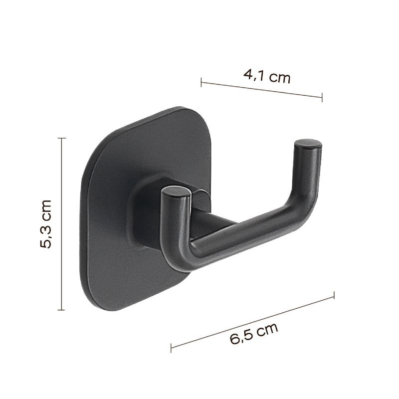 Appendiabiti doppio in acciaio inox e cromall Teide di Gedy - Nero Matt by CeramicStore | Lo specialista del tuo bagno