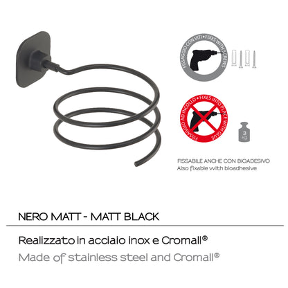 Gedy Porta Phon Teide - Nero Matt In Cromall Acciaio by CeramicStore | Lo specialista del tuo bagno