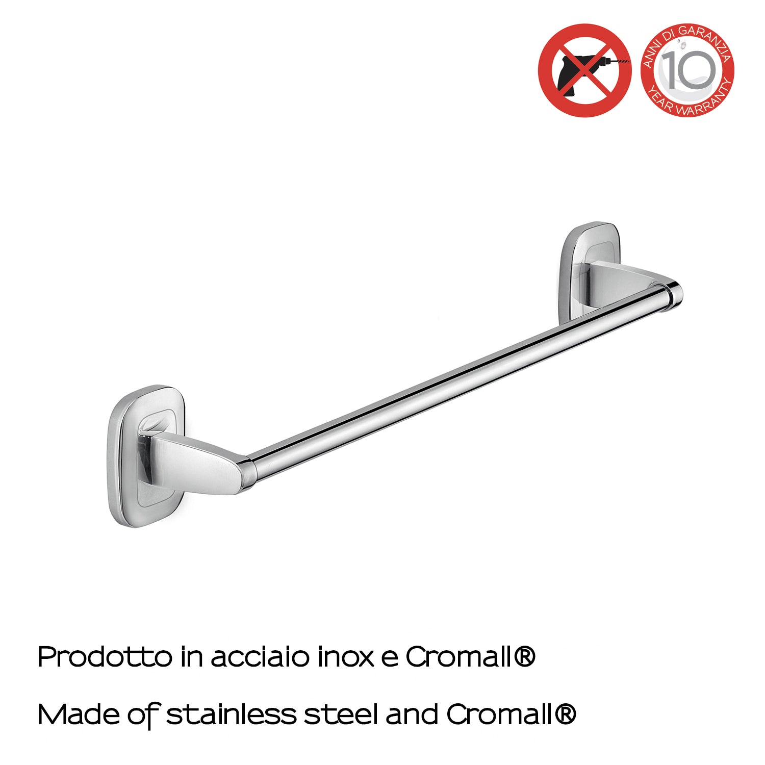 Porta asciugamani 45 cm a parete di Gedy serie Everest - Cromato by CeramicStore | Lo specialista del tuo bagno