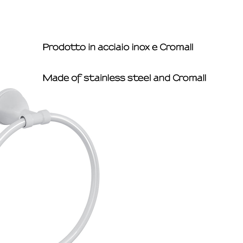 Porta asciugamani ad anello in Acciaio Inox Genziana di Gedy - Bianco by CeramicStore | Lo specialista del tuo bagno