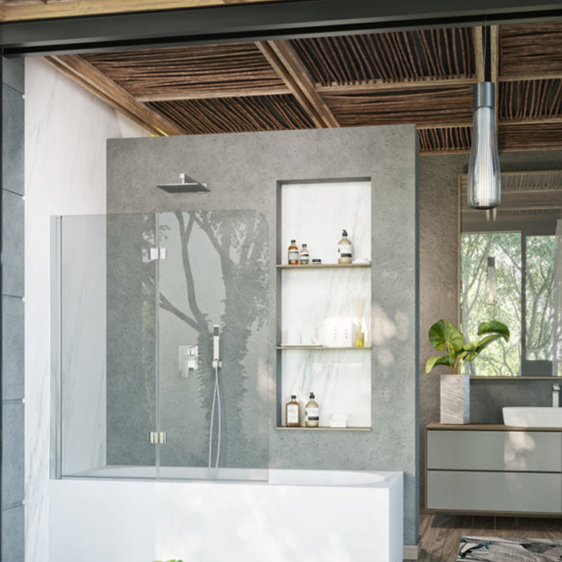 Parete Vasca a due pannelli cm 120 in cristallo trasparente da 6 mm temperato modello Ermes by CeramicStore | Lo specialista del tuo bagno