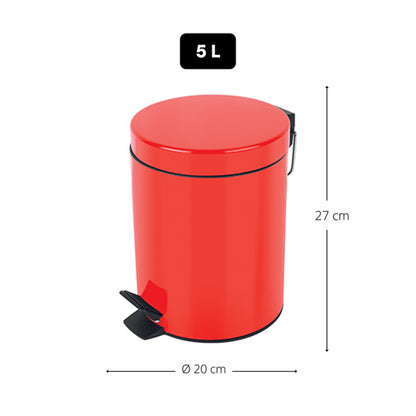 Pattumiera a pedale da 5L in Acciaio modello Sydney - Rosso by CeramicStore | Lo specialista del tuo bagno