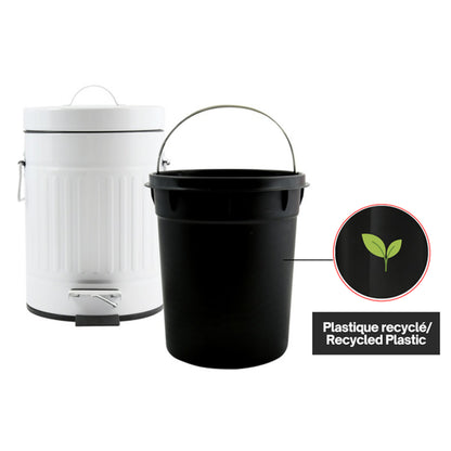 Pattumiera a pedale in Acciaio da 3L modello Habana - Bianco by CeramicStore | Lo specialista del tuo bagno