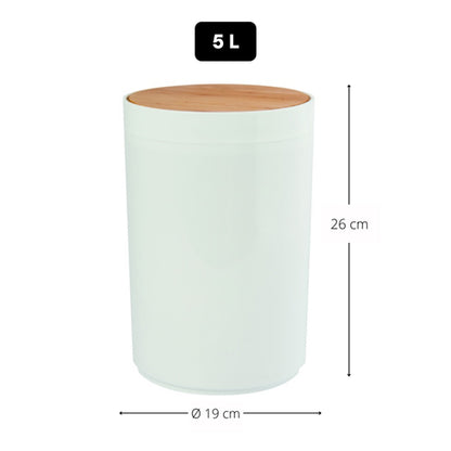 Pattumiera in polipropilene e bambà¹ da 5L modello Oslo - Bianco by CeramicStore | Lo specialista del tuo bagno