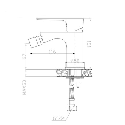 Kit miscelatore lavabo + bidet RubiFlux serie Silvia con scarico clic-clac - Nero Opaco