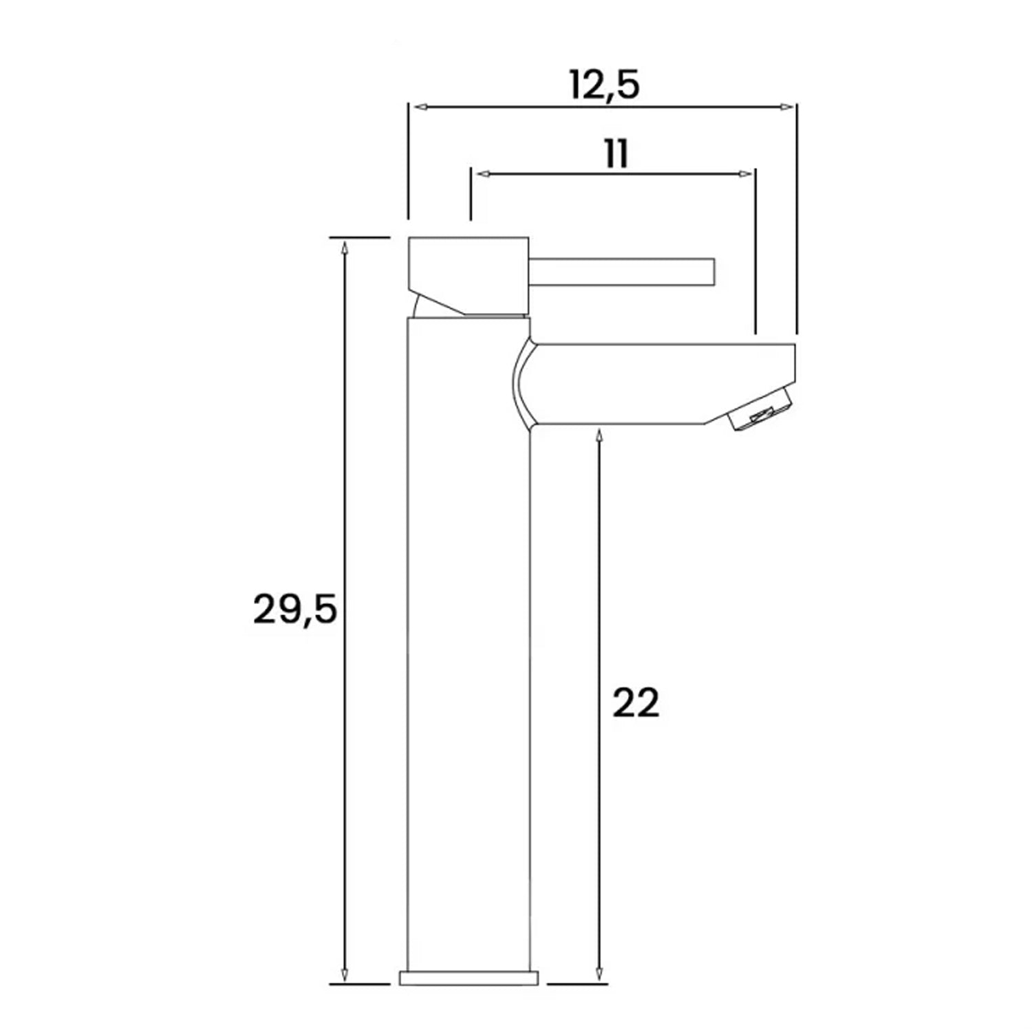 Miscelatore monocomando lavabo alto RubiFlux serie Paris Modello Noir in acciaio inox - Nero Opaco